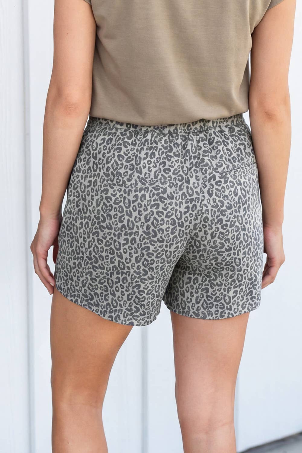 Women's Skirts - LAS Leopard Denim Elastic Waist Wrap Front Skort (4-16) - - Cultured Cloths Apparel