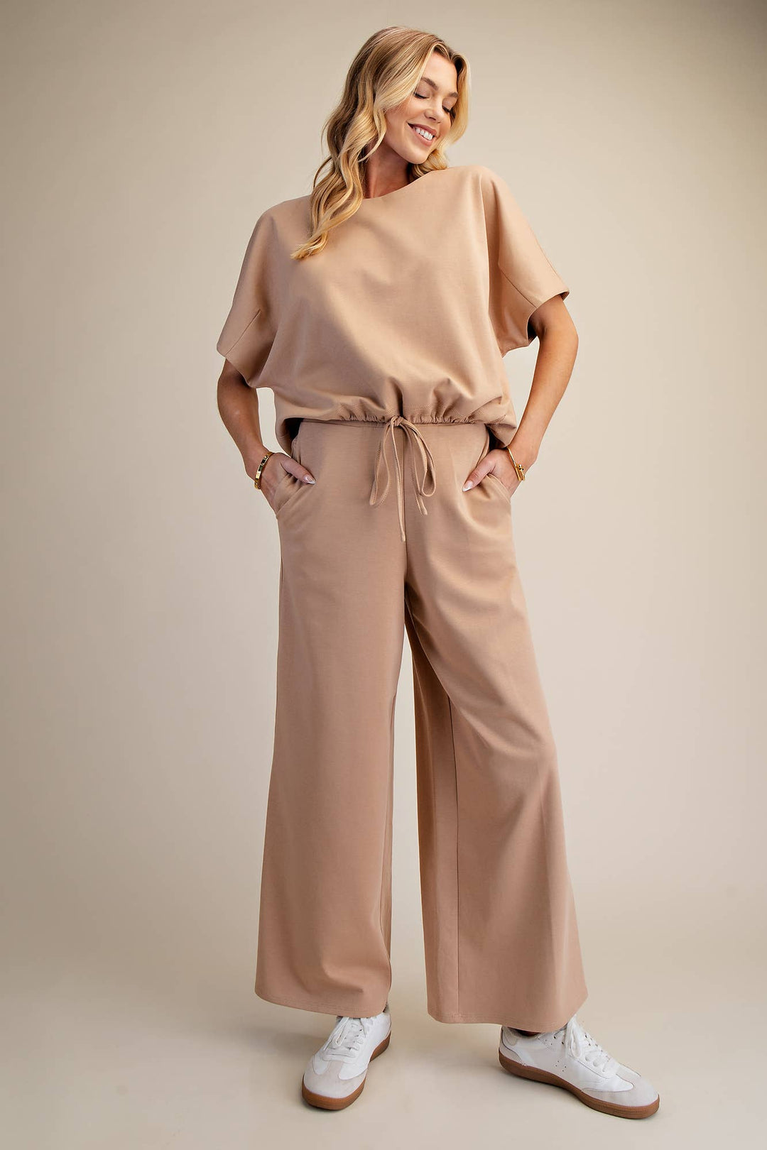 - Waist Elastic Band Wide Leg Pants - - Cultured Cloths Apparel