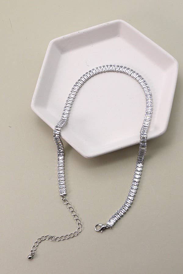 Accessories, Necklaces - BAGUETTE STONE TENNIS NECKLACE | 40NK9660 - - Cultured Cloths Apparel