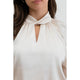 Women's Long Sleeve - Twist Keyhole Mock Neck Woven Top -  - Cultured Cloths Apparel
