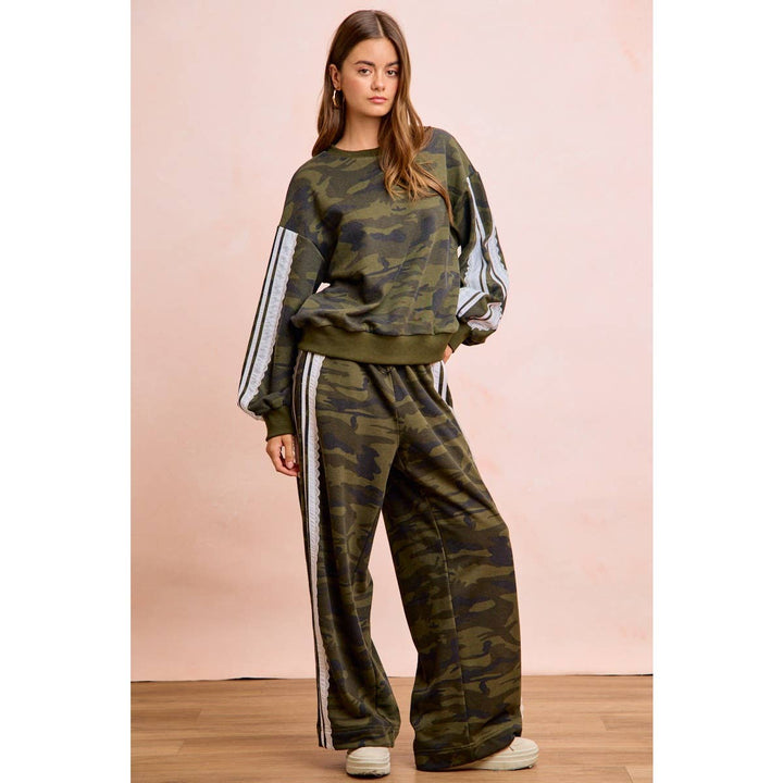 Pants - CAMOUFLAGE FRENCH TERRY LACE CONTRAST SWEATPANTS - - Cultured Cloths Apparel
