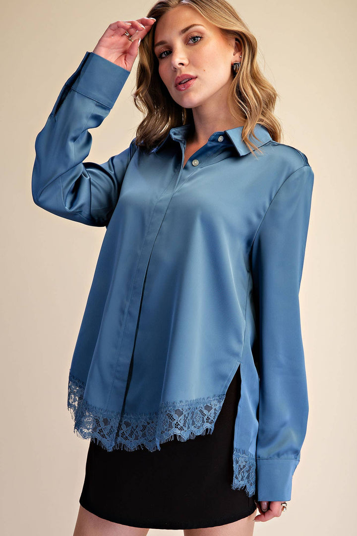 Lace Satin Effect Shirt