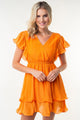 Women's Dresses - White Birch Full Size Short Sleeve Woven Layered Dress - Apricot - Cultured Cloths Apparel