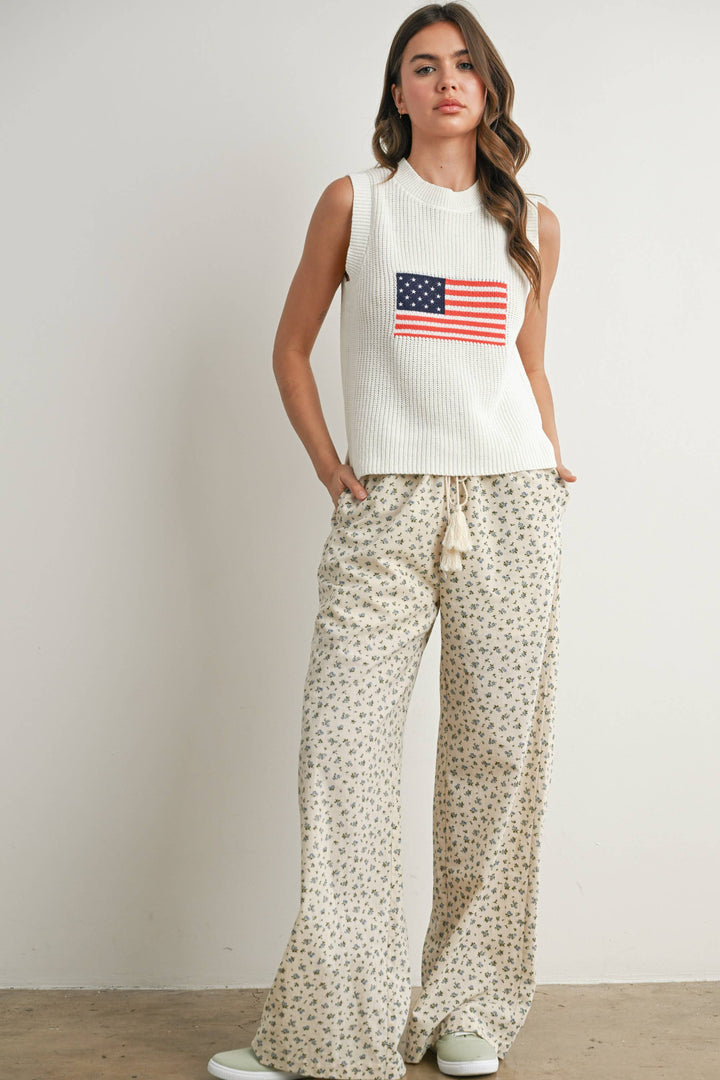 Pants - Floral Print Drawstring Pants - - Cultured Cloths Apparel