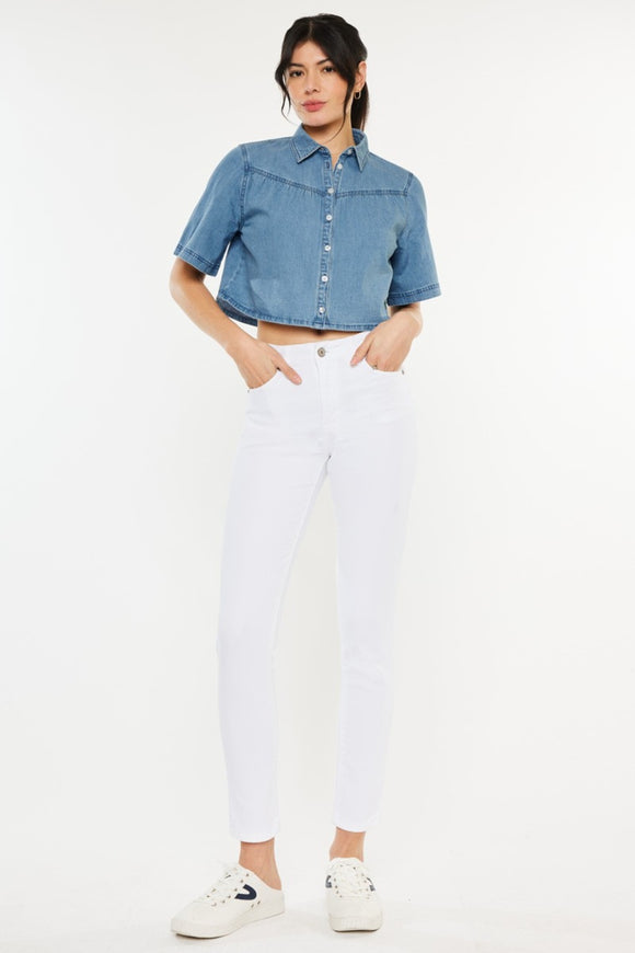 Denim - Kancan High Rise Ankle Skinny Jeans - White - Cultured Cloths Apparel