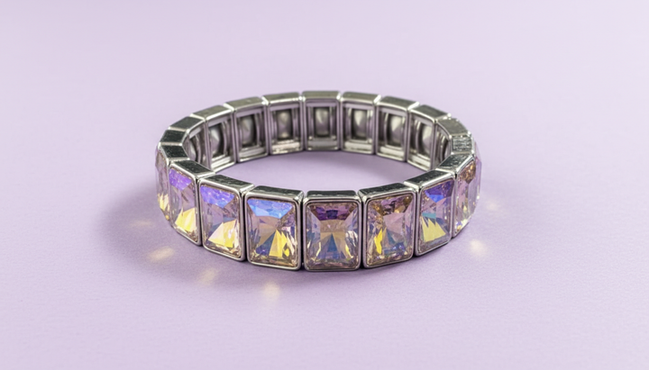 Accessories, Bracelets - Enamel Stretch Bracelet - Rectangle Gems - Estelle - Asst - - Cultured Cloths Apparel