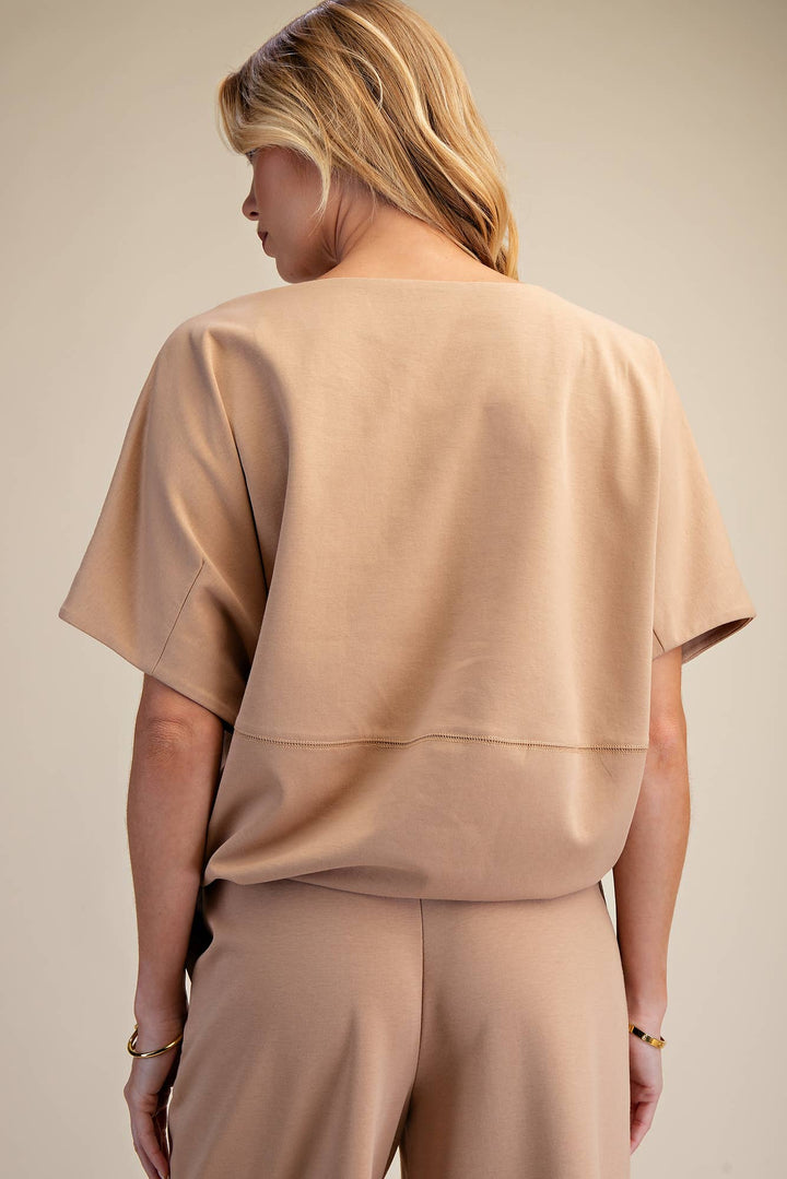 - Round Neck Asymmetrical Hem Adjustable With Ties Top - - Cultured Cloths Apparel