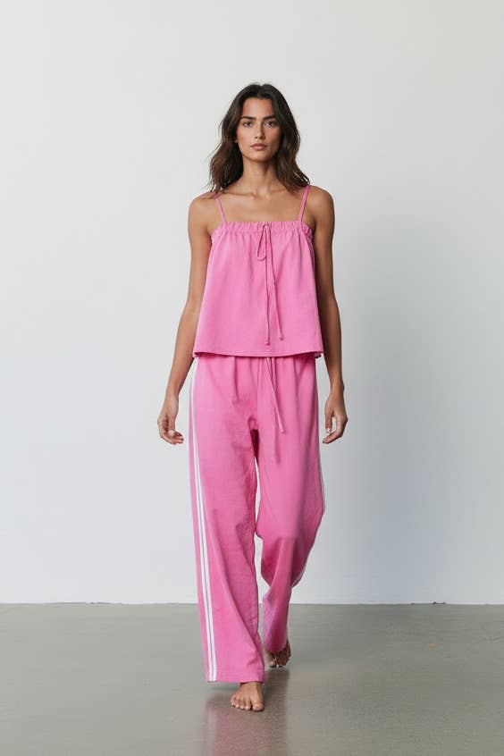 Solid Cotton Camisole & Wide-Leg Pant Set