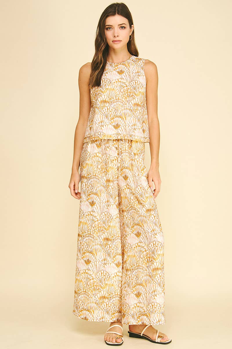 Pants - HIGH-WAISTED WIDE LEG SEASHELL PANTS - - Cultured Cloths Apparel