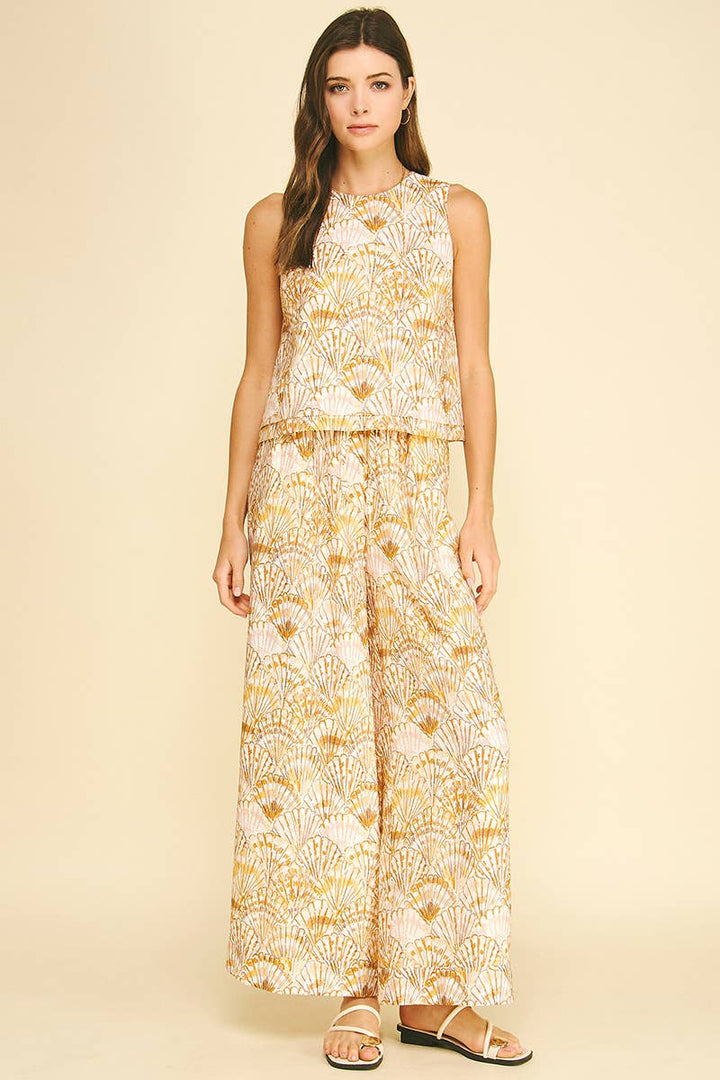 Pants - HIGH-WAISTED WIDE LEG SEASHELL PANTS - - Cultured Cloths Apparel
