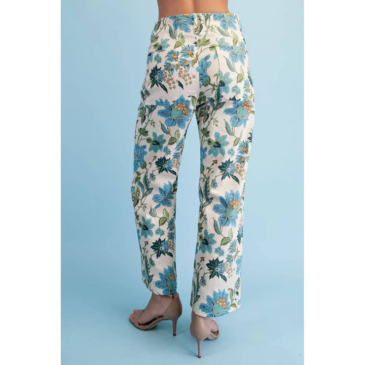 Pants - Floral Ankle Cropped Pants - - Cultured Cloths Apparel
