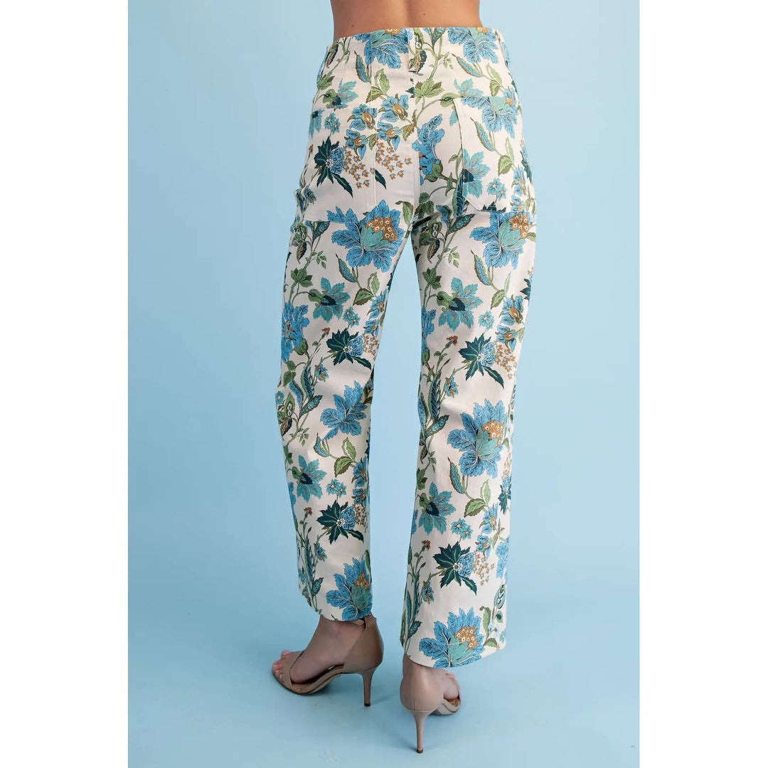 Pants - Floral Ankle Cropped Pants - - Cultured Cloths Apparel