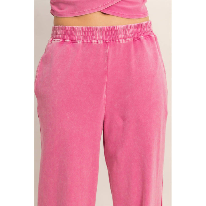 Athleisure - Rolled Sleeve Wrap-Front Crop Top And Jogger Set - - Cultured Cloths Apparel