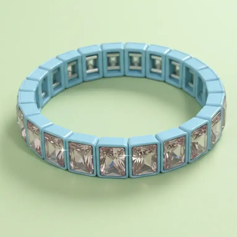 Accessories, Bracelets - Enamel Stretch Bracelet - Rectangle Gems - Estelle - Asst - - Cultured Cloths Apparel