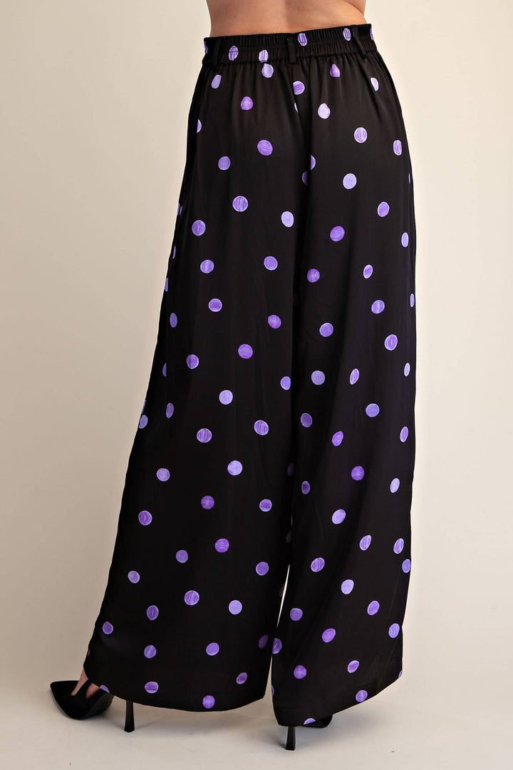 Tailored Wide Polka Dot High Waist Pants
