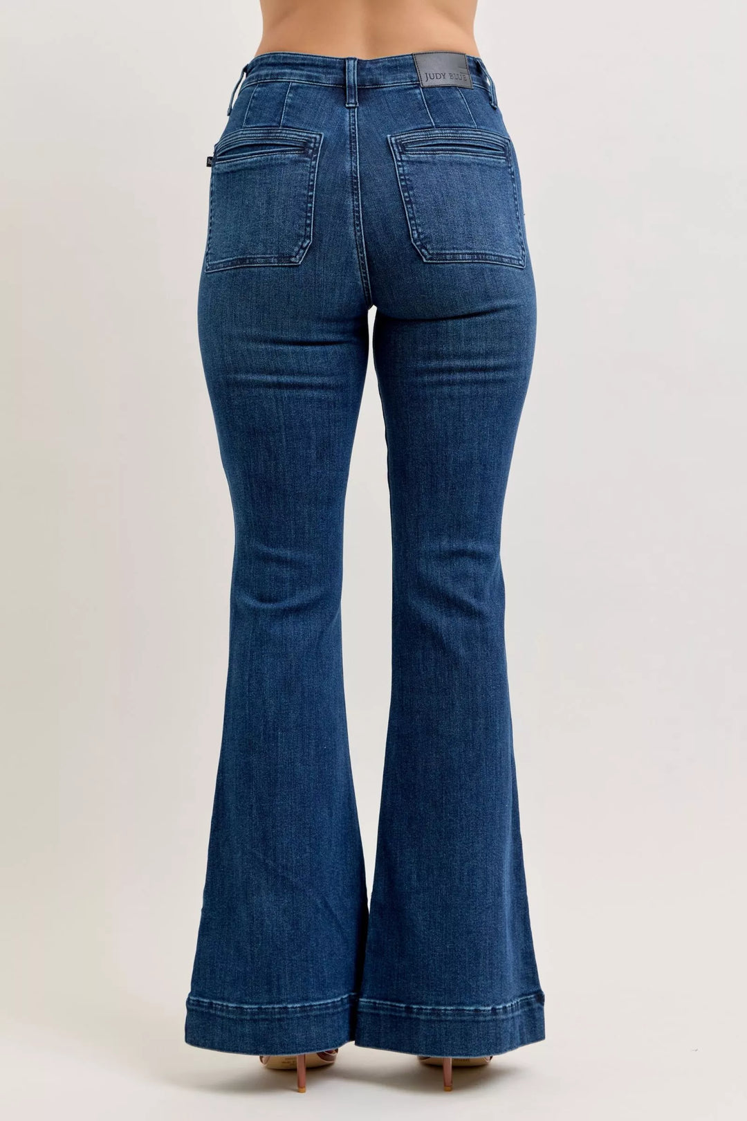 Denim - Judy Blue High-Waisted Flare Jeans with Front Pockets - - Cultured Cloths Apparel