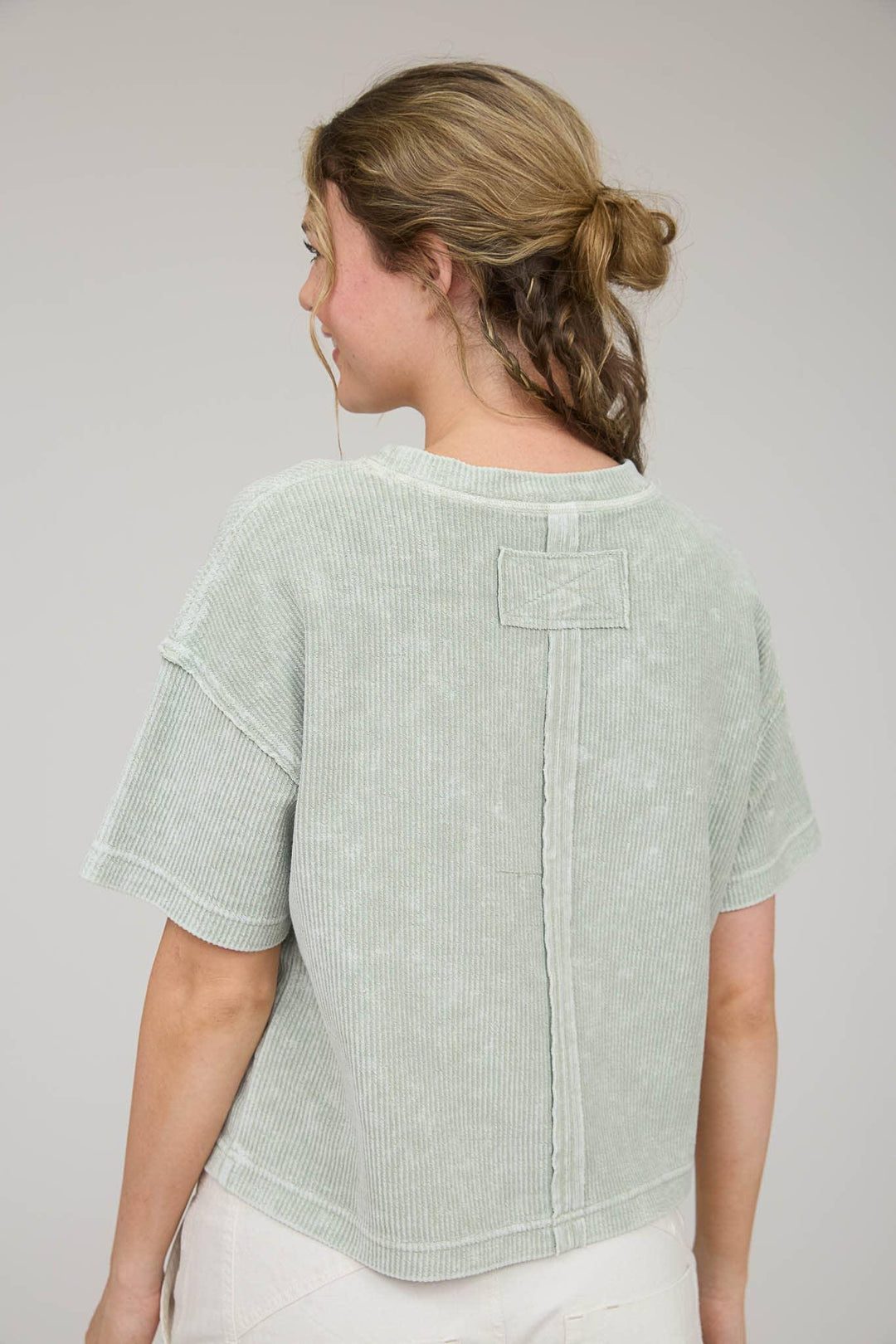 Women's Short Sleeve - WASHED RIBBED SHORT SLEEVE TEE WITH POCKET - - Cultured Cloths Apparel