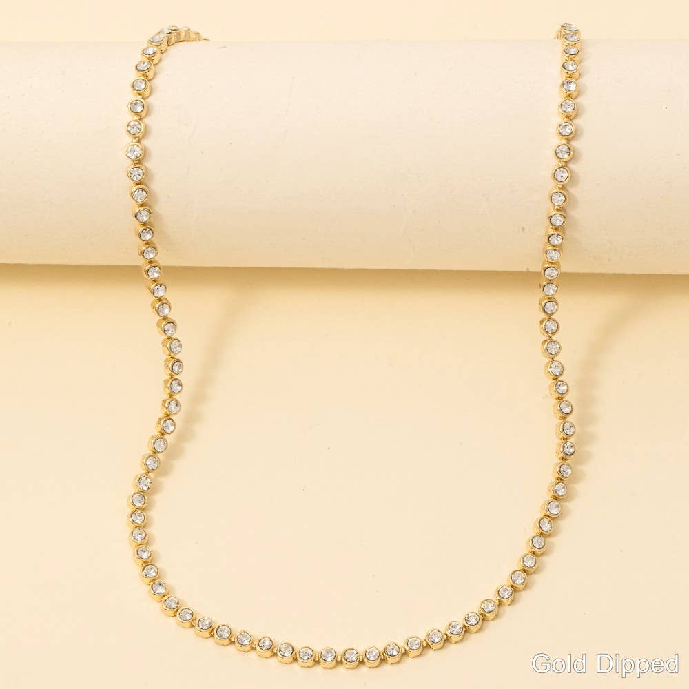 Accessories, Necklaces - Gold Dipped Cz Tennis Chain Necklace - - Cultured Cloths Apparel