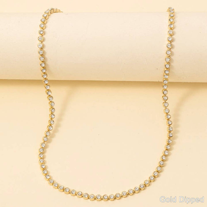 Accessories, Necklaces - Gold Dipped Cz Tennis Chain Necklace - - Cultured Cloths Apparel