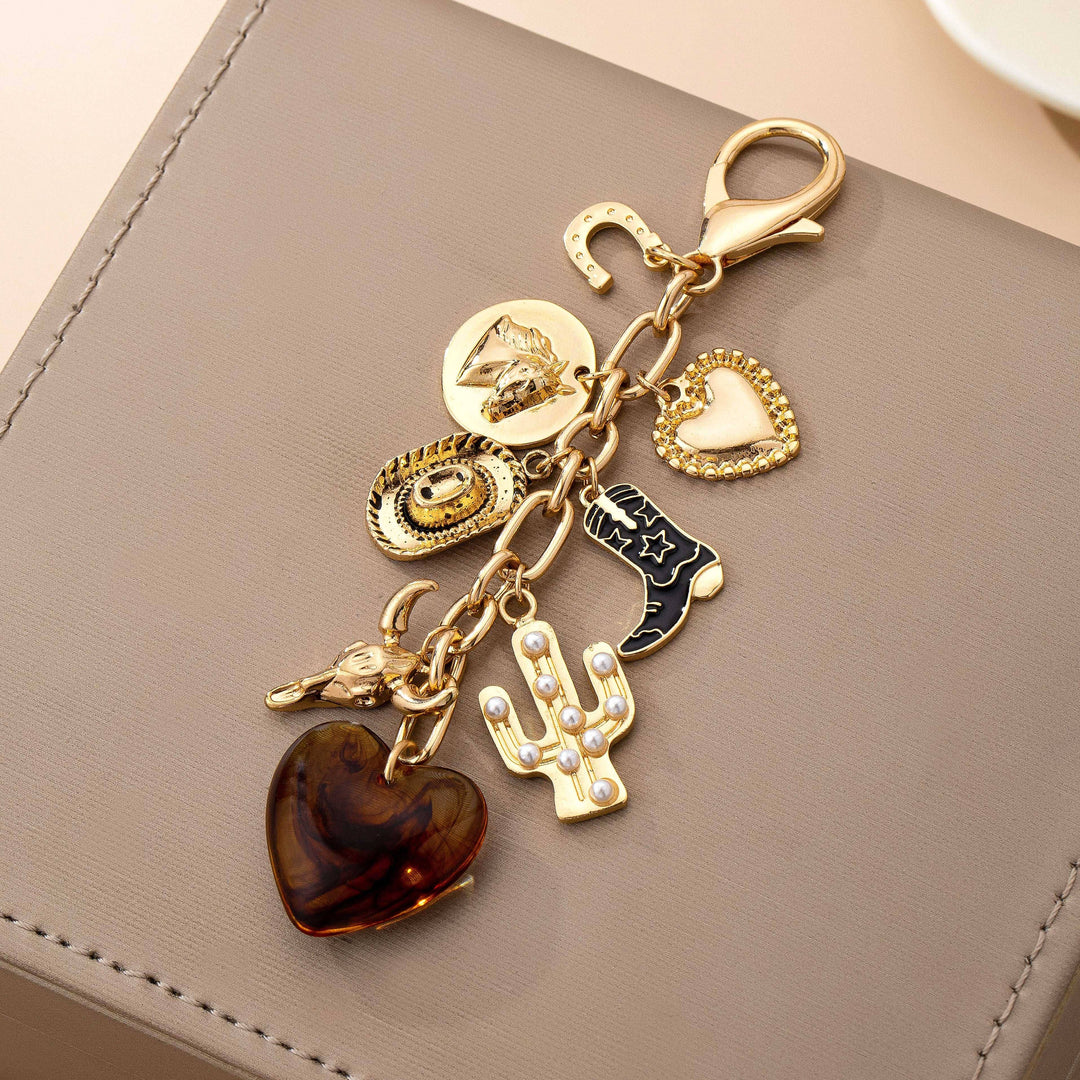 Accessories, Key Chains - WESTERN HEART CROSS HAT BOOT HEART BAG CHARM - - Cultured Cloths Apparel