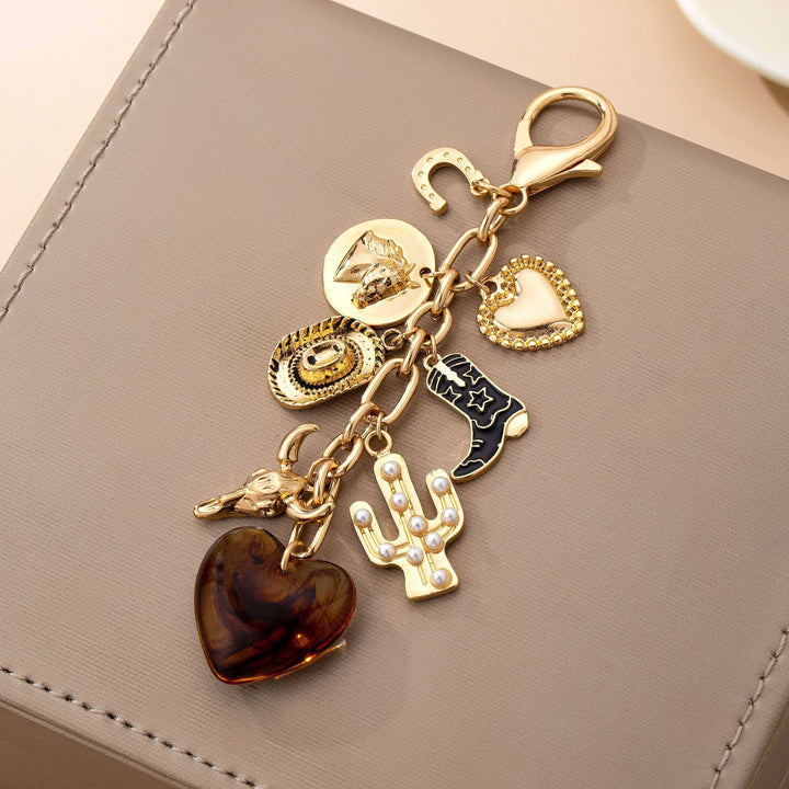 Accessories, Key Chains - WESTERN HEART CROSS HAT BOOT HEART BAG CHARM - - Cultured Cloths Apparel