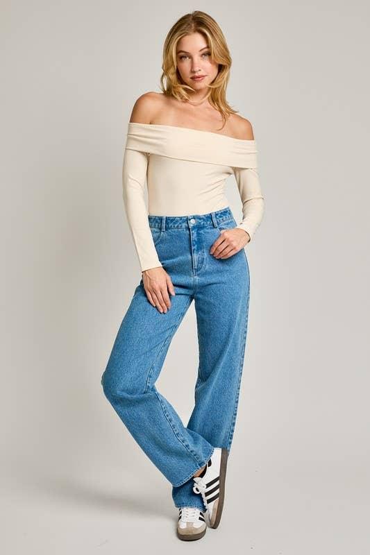 Women's Long Sleeve - Off Shoulder Bodysuit - - Cultured Cloths Apparel