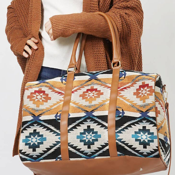 Accessories, Bags - Colorful Aztec Print Duffle Bag -  - Cultured Cloths Apparel