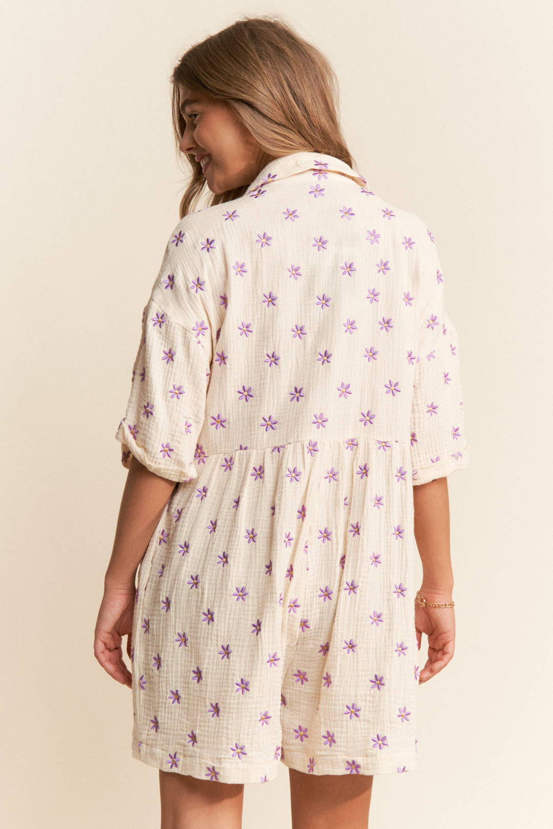 Women's Rompers - Flower Fields Gauze Romper - - Cultured Cloths Apparel