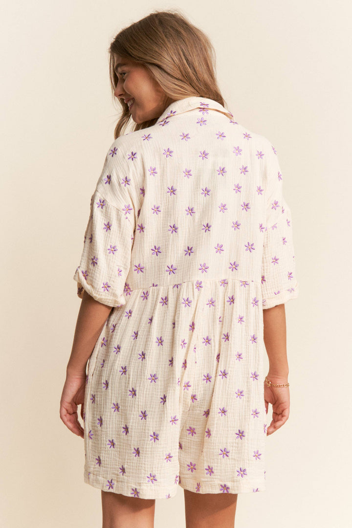 Women's Rompers - Flower Fields Gauze Romper - - Cultured Cloths Apparel