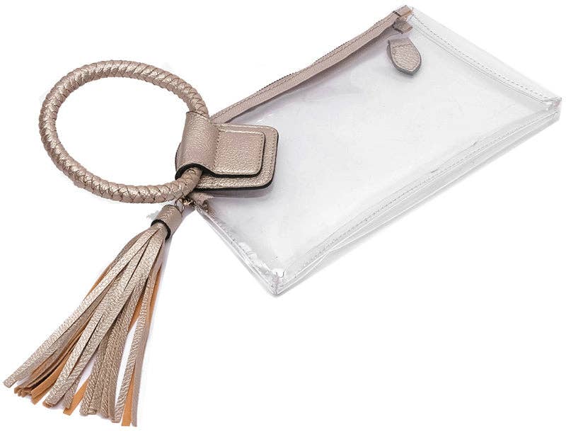 Accessories, Bags - Clear Cuff Handle Tassel Wrislet Clutch - - Cultured Cloths Apparel