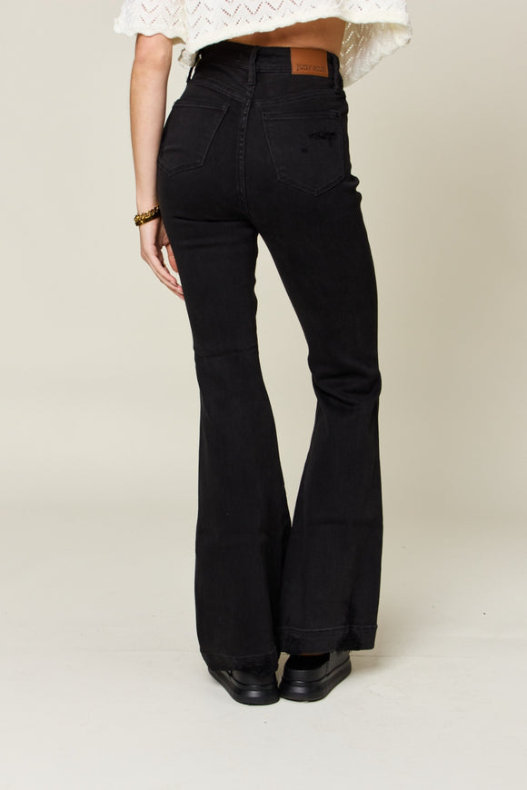 Denim - Judy Blue Full Size High Waist Distressed Flare Jeans -  - Cultured Cloths Apparel