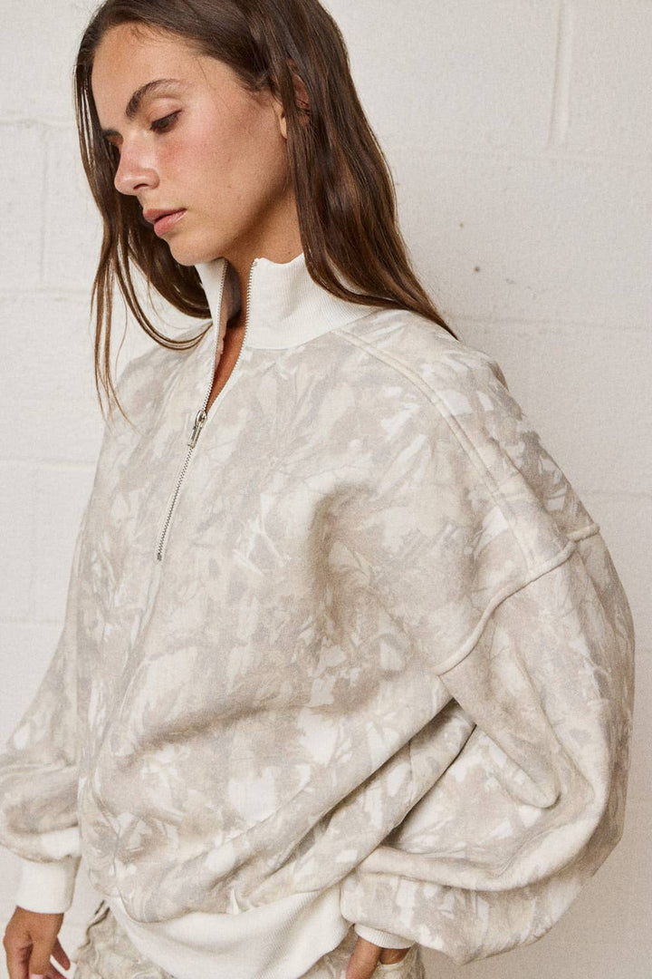 Women's Sweaters - CAMO ZIP UP COLLARED SWEATER - - Cultured Cloths Apparel