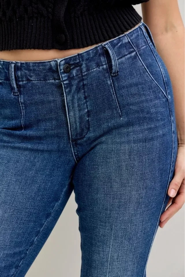 Denim - Judy Blue Full Size Mid Rise Bootcut Jeans with Welt Pockets Plus Size - - Cultured Cloths Apparel