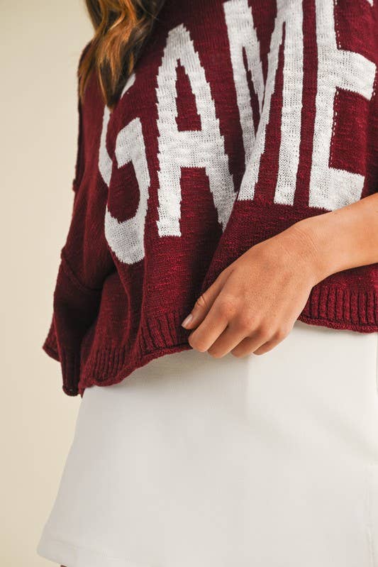 Orange Game Day Lettering Loose Fit Crop Sweater Top