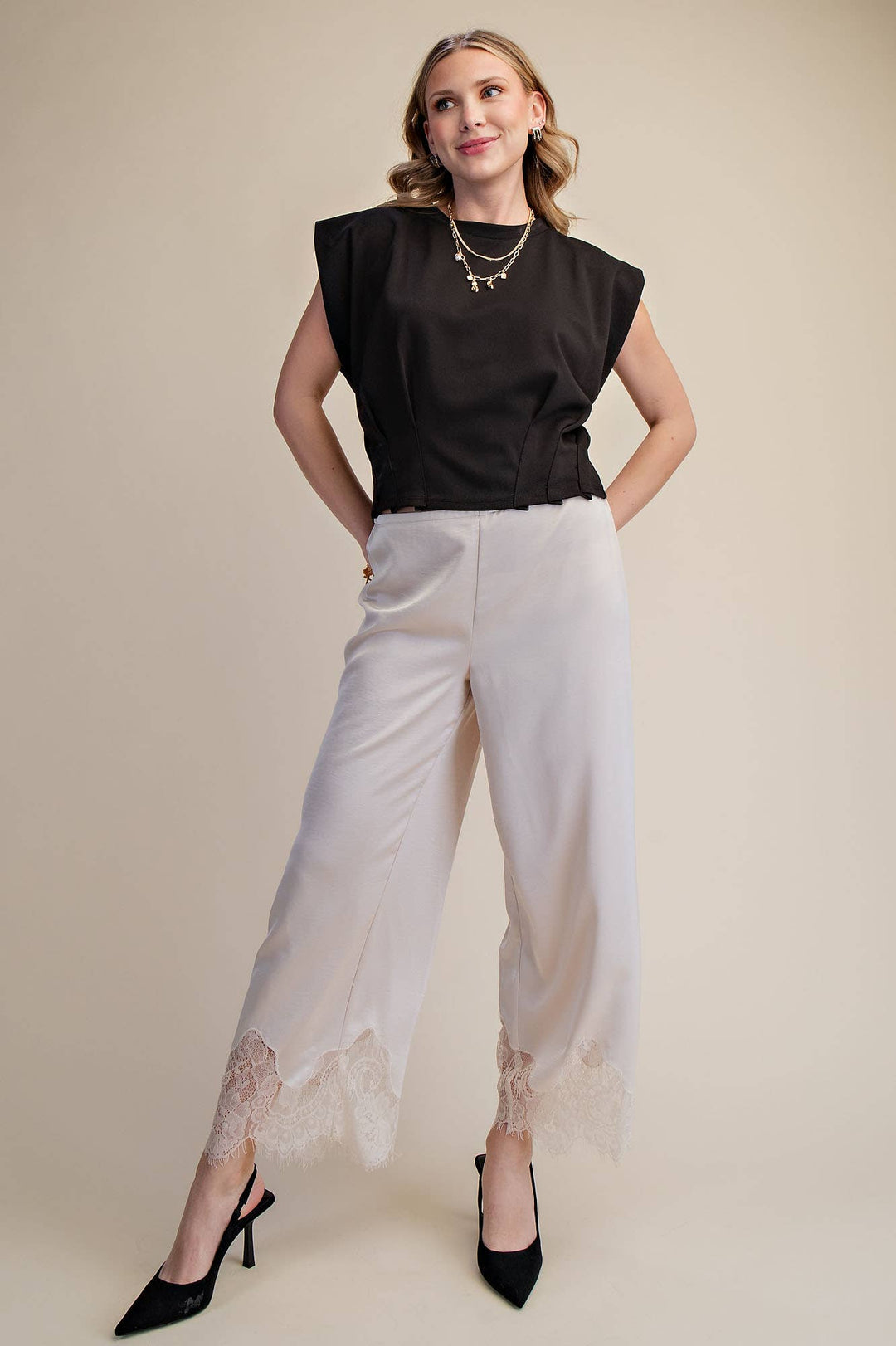 - Pleated Waist Minimalist Chic Modern Crop Top - - Cultured Cloths Apparel