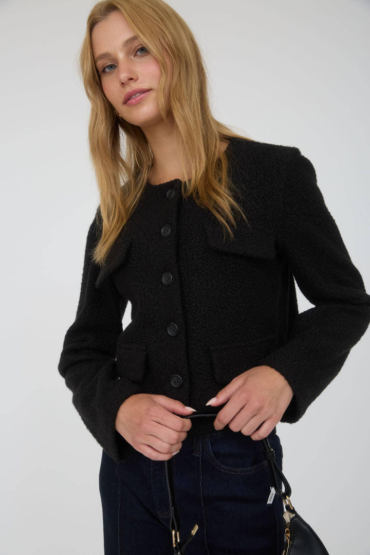 Outerwear - BUTTON DOWN SOLID TWEED JACKET - - Cultured Cloths Apparel