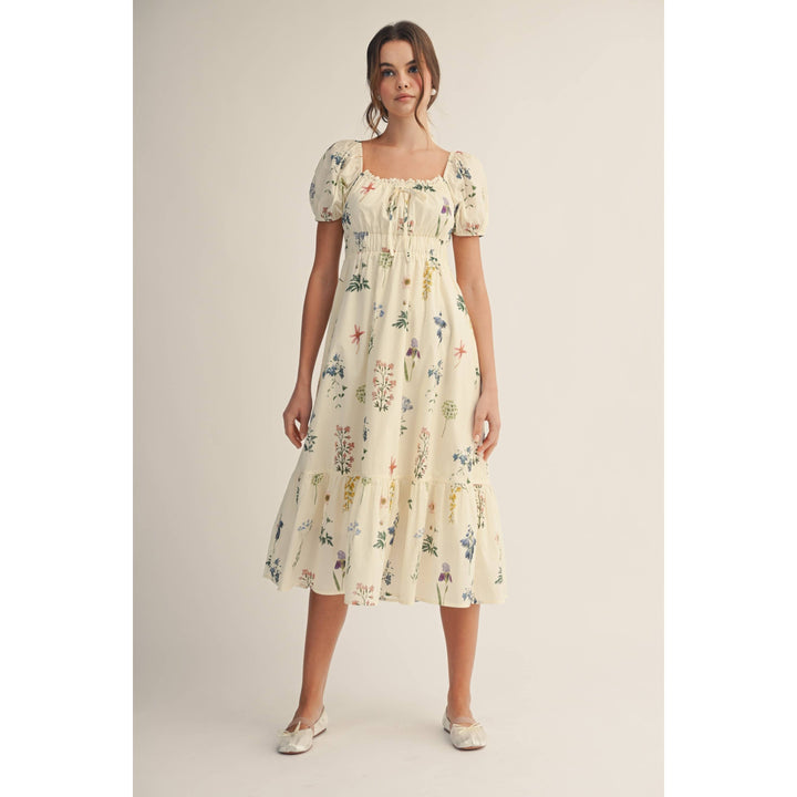 Dresses - Romantic Floral Puff Sleeve Maxi Dress - - Cultured Cloths Apparel
