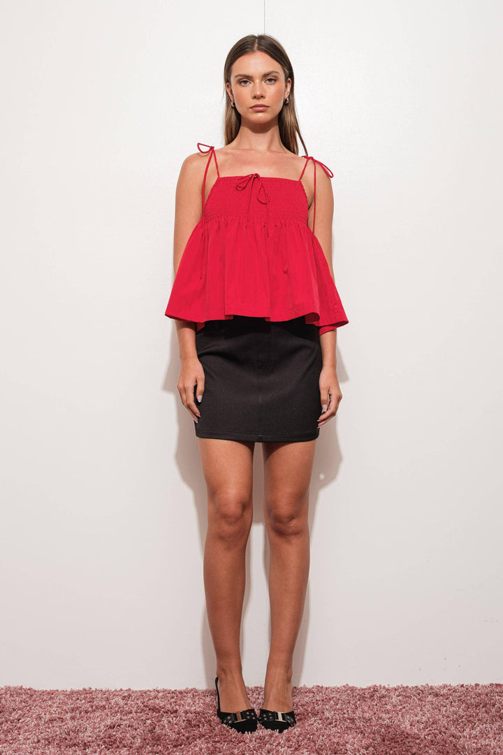 Women's Sleeveless - SMOCKED BABYDOLL CAMI - - Cultured Cloths Apparel