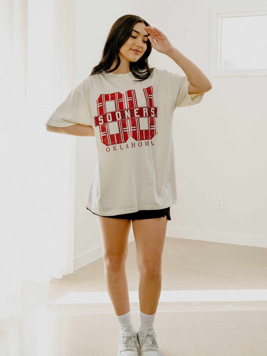 Graphic T-Shirts - OU Oklahoma Sooners Preppy Plaid Ivory Comfort Colors Tee - - Cultured Cloths Apparel