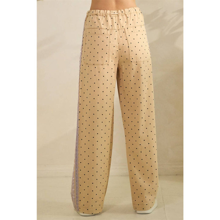 Polka Dot Pants with Satin Contrast Accents