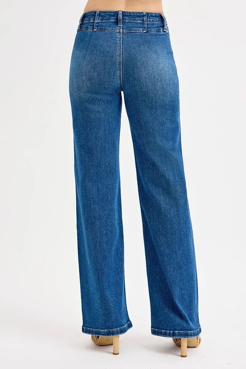 Denim - RISEN Seam Detail Wide Leg Jeans - - Cultured Cloths Apparel