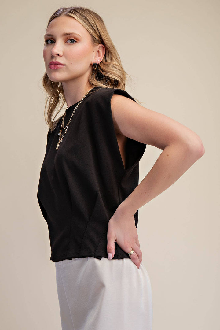 - Pleated Waist Minimalist Chic Modern Crop Top - - Cultured Cloths Apparel