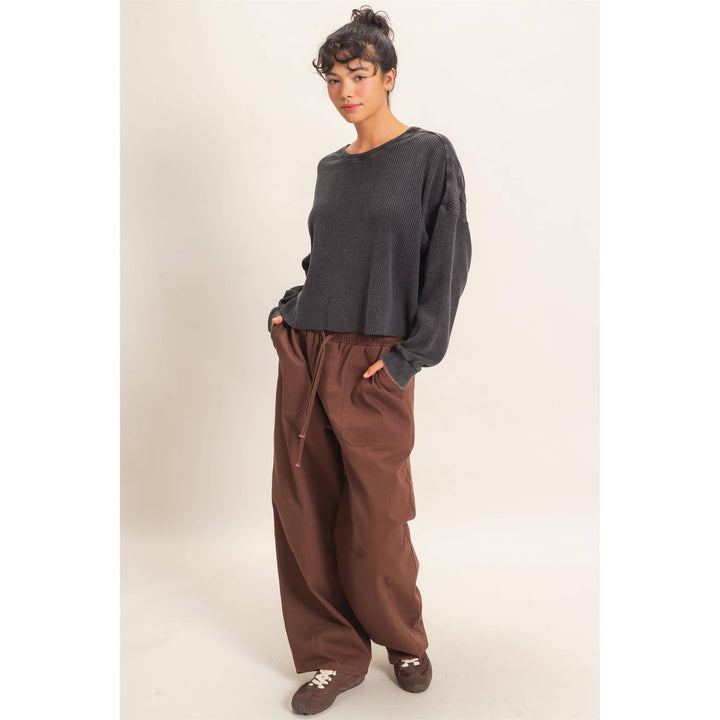 Mineral Wash Waffle Open Back Top