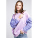 Women's Sweaters - Velvet Sequin Sleeve Mineral Washed Top - PERIWINKLE - Cultured Cloths Apparel