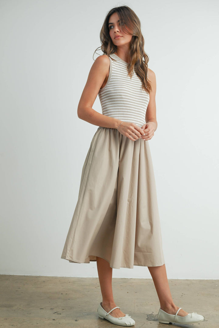 Dresses - Striped Sleeveless Maxi Dress with PocketS - - Cultured Cloths Apparel