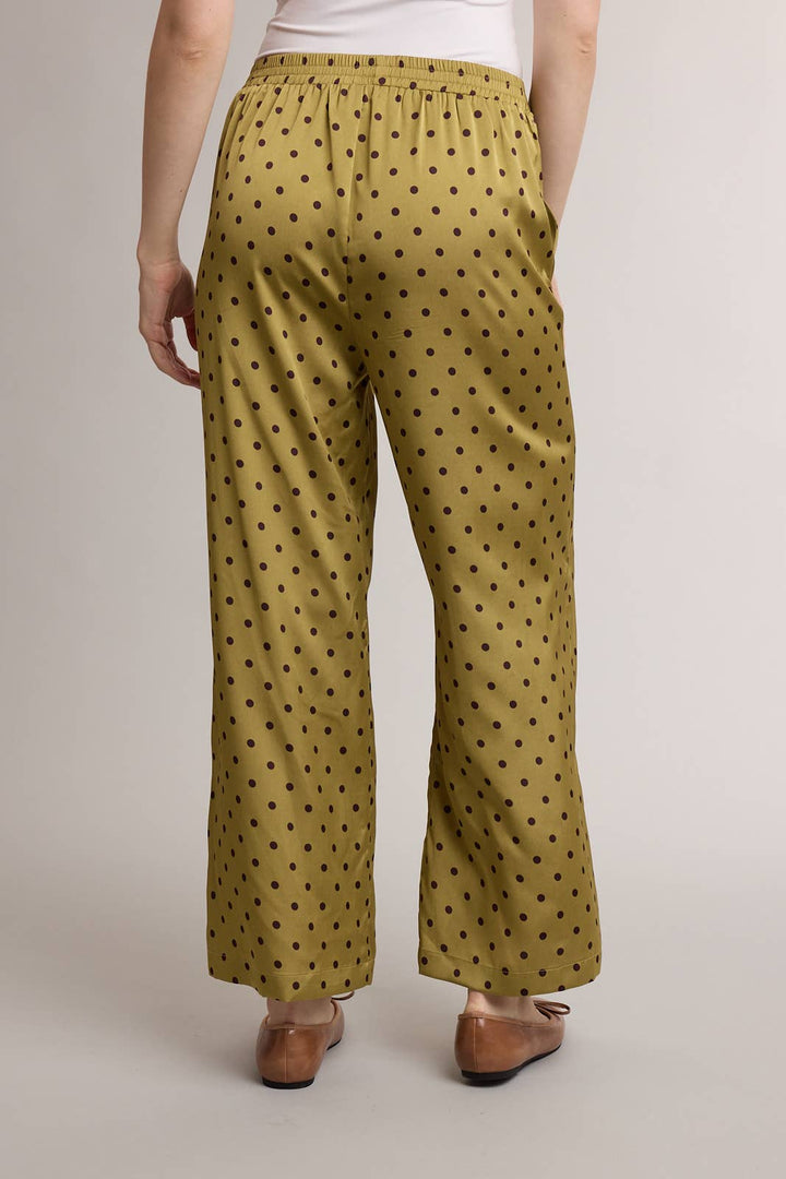 SATIN POLKA DOT WIDE LEG PANTS