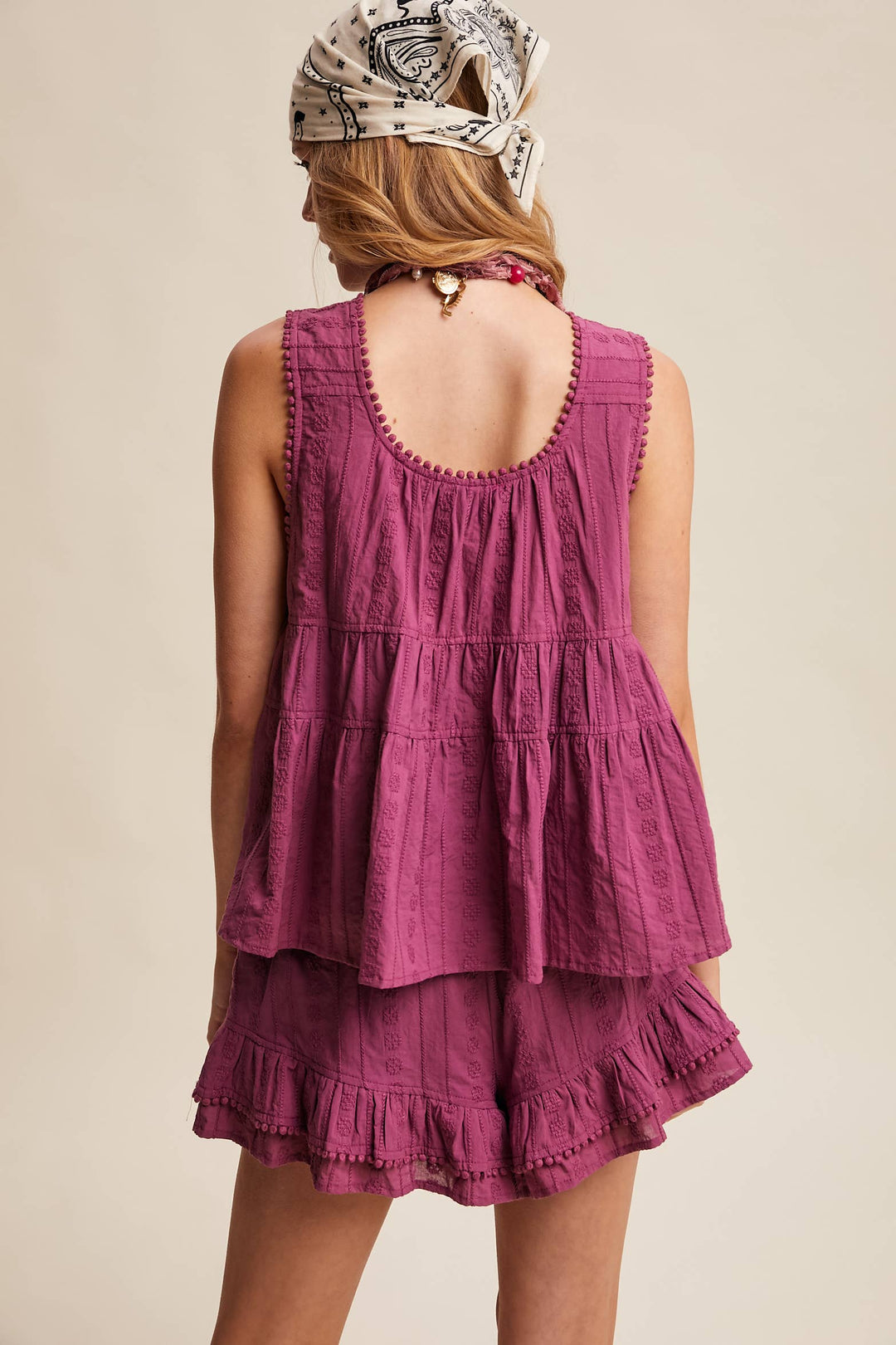Embroidered Tiered Ruffle Set