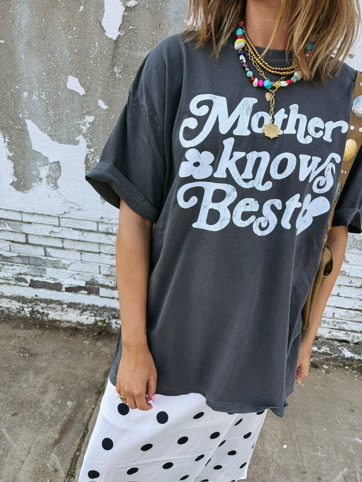 Graphic T-Shirts - Mother knows best graphic tee - charcoal / white - - Cultured Cloths Apparel