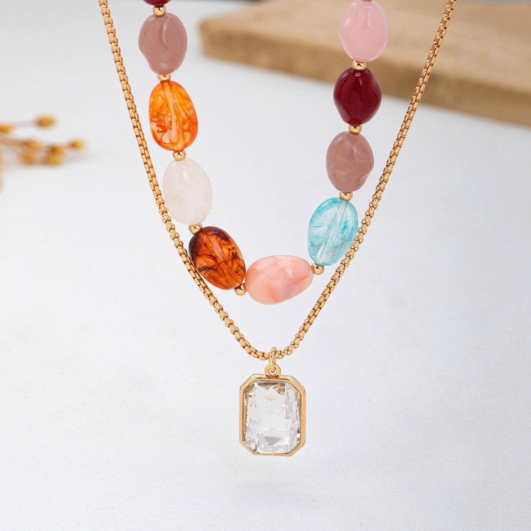 Accessories, Necklaces - Multi-Color Stone & Crystal Pendant Necklace | 80N92955 - - Cultured Cloths Apparel