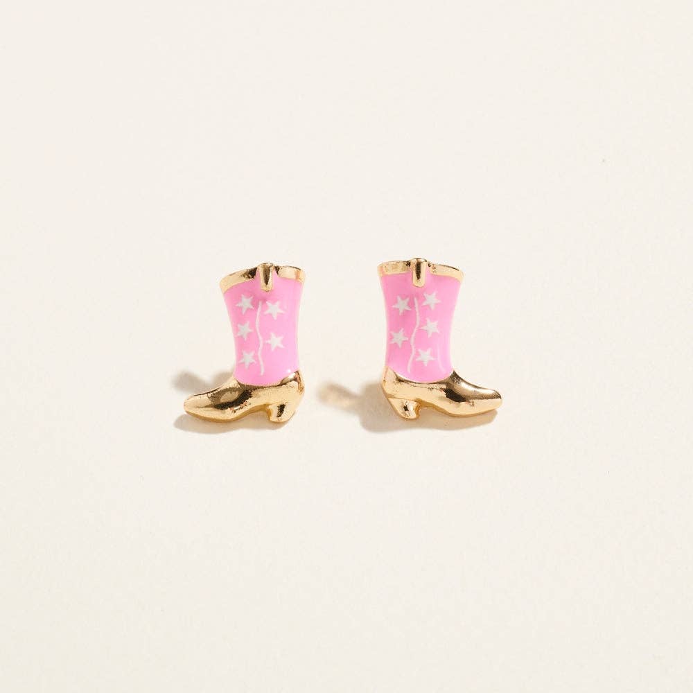 Western Enamel Cowgirl Boot Pattern Post Earrings